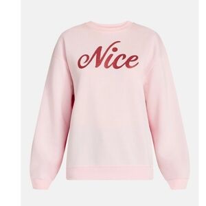 NWT Wound Up Women's Naughty & Nice Graphic Fleece Sweatshirt Small Pink & Red
